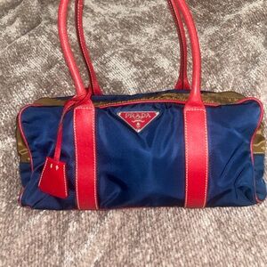 Prada Women's Red and Blue Shoulder Bag